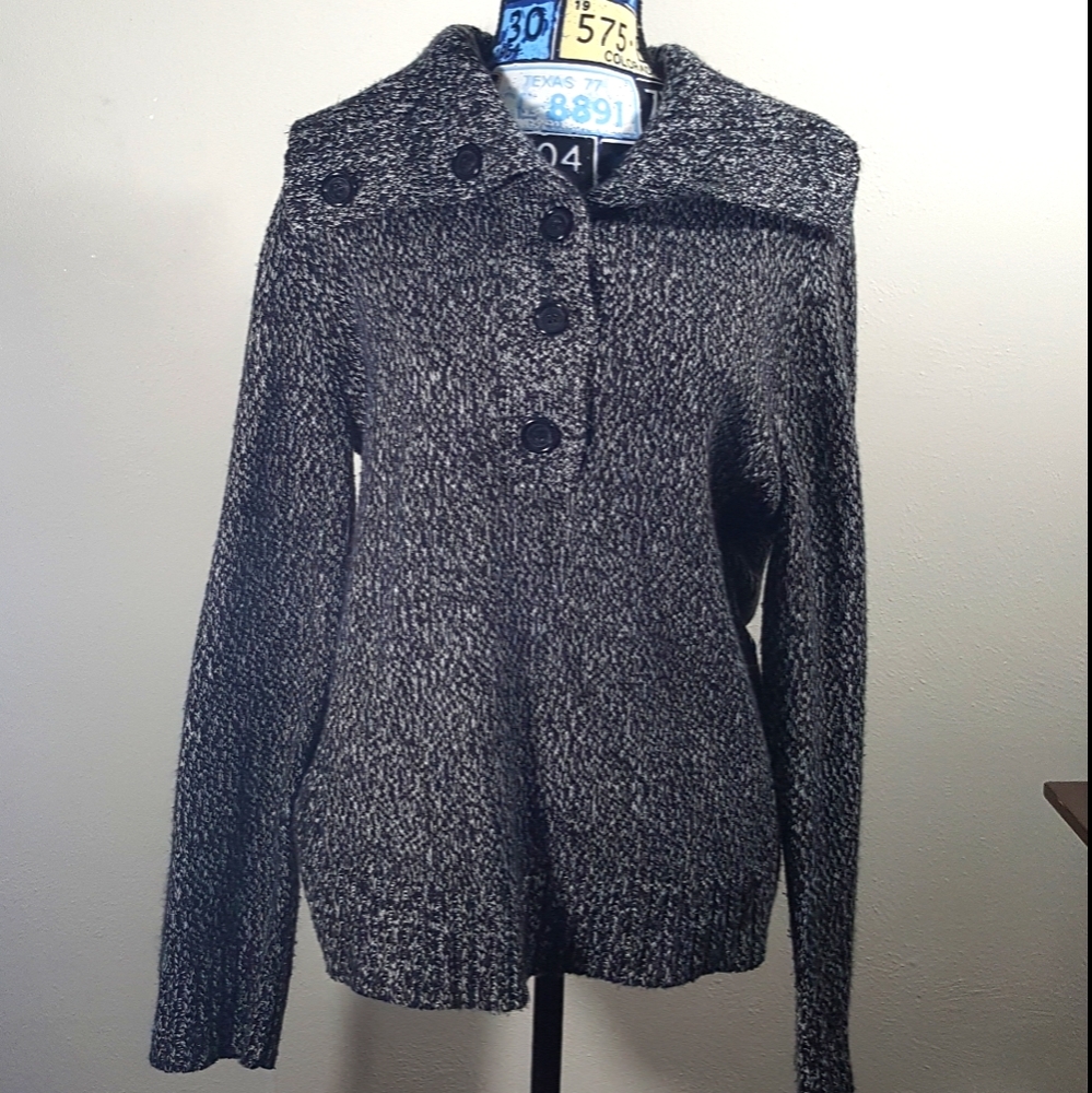 Soft warm cowl neck/button up turtle neck sweater